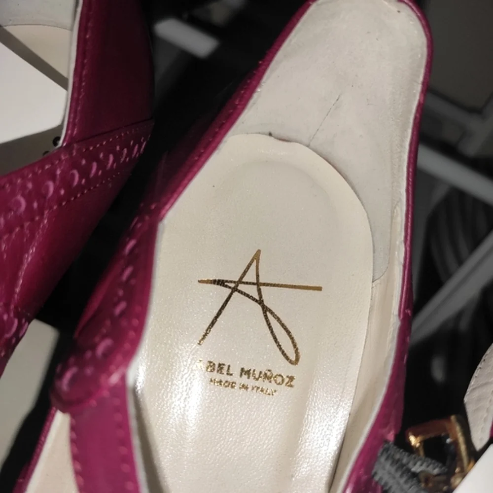 Abel Munoz Burgundy Leather Double Strap Mary jane Leather Pumps